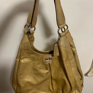 Coach Beige Leather Shoulder Bag